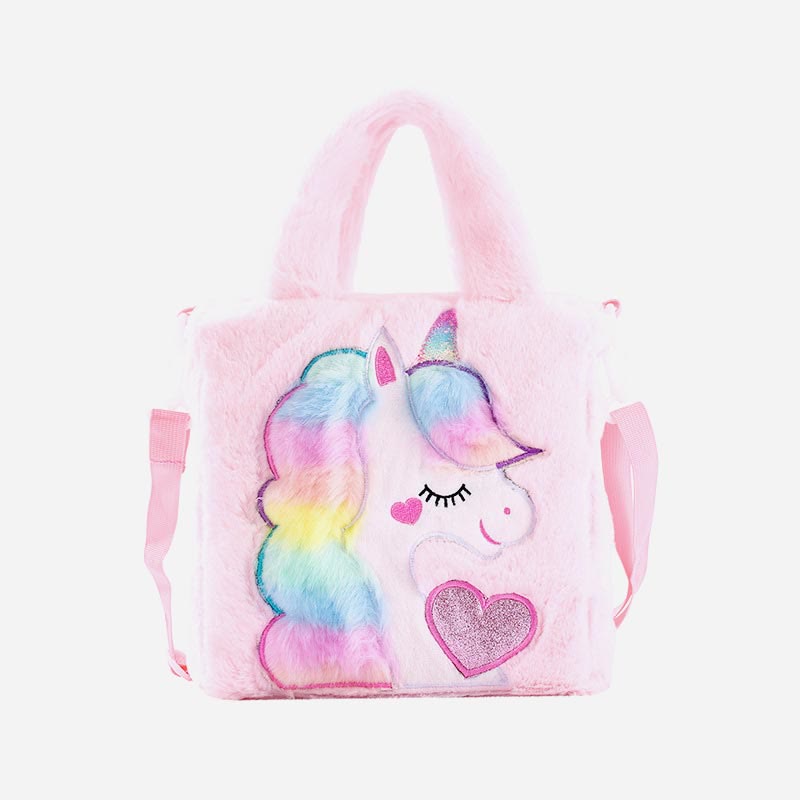 Handbag For Kids Cute Cartoon Embroidered Plush Unicorn Crossbody Bag