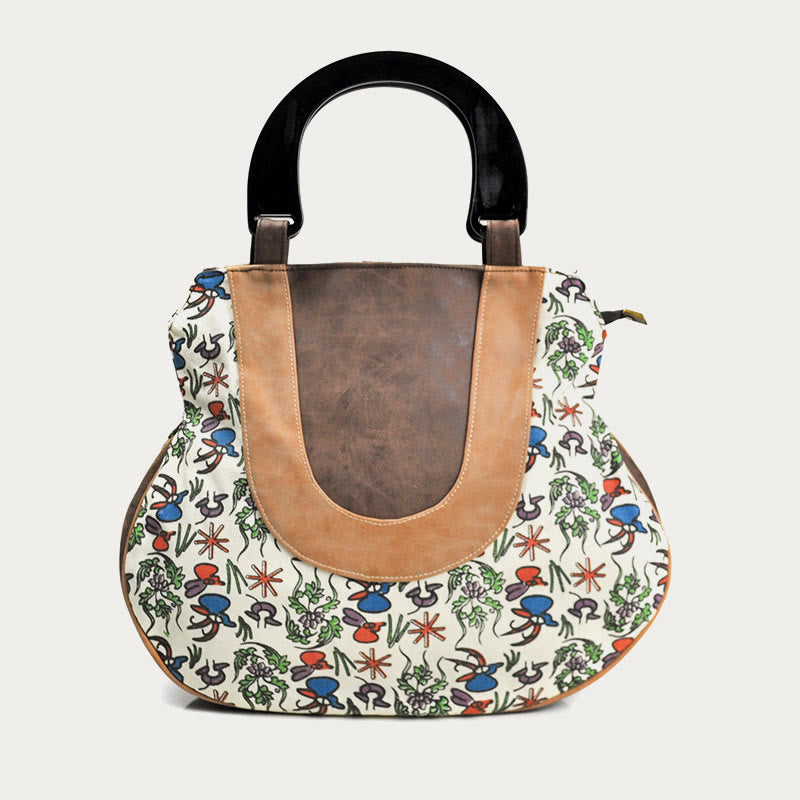 Top-Handle Bag For Women Ethnic Style Printing Canvas Handbag