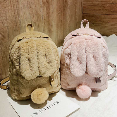 Cute Plush Backpack Daypack for Women Girls with Rabbit's Ear