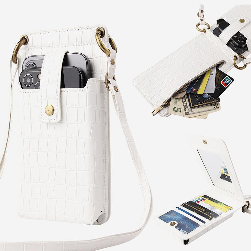 Multi-Slot Elegant Crossbody Phone Bag With Mirror