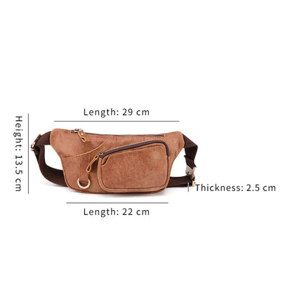 Genuine Leather Waist Bag for Men Bum Bag Waist Pouch