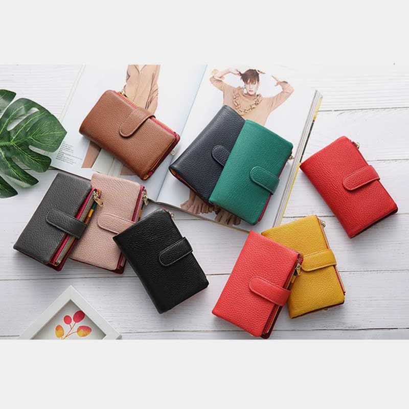 Multi-Slot Real Leather Wallet for Women RFID Blocking Bifold Compact Wallet