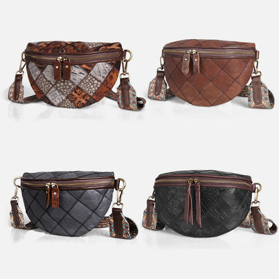 Women Crossbody Sling Bag Wide Adjustable Strap Leather Waist Bag