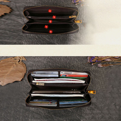 Real Leather Cat Wallet Embossed Multi Slot Clutch Purse