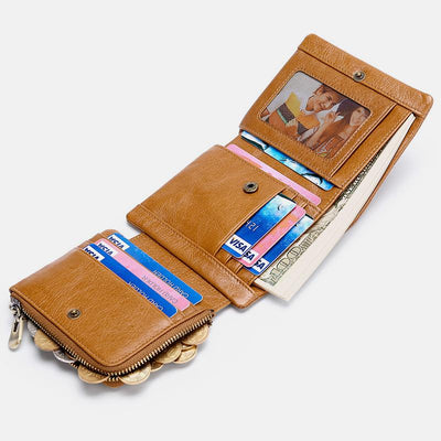 Genuine Leather RFID Trifold Vintage Wallet