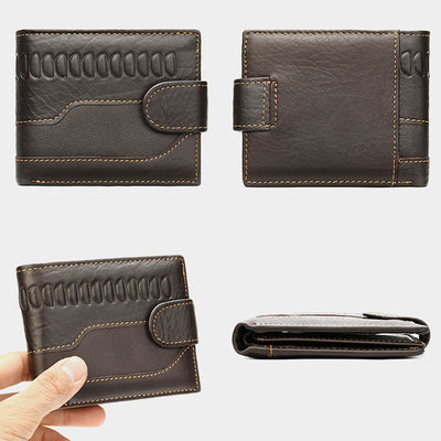 Vintage Money Clip Genuine Leather  Multi-Slot License Card Bag Wallet