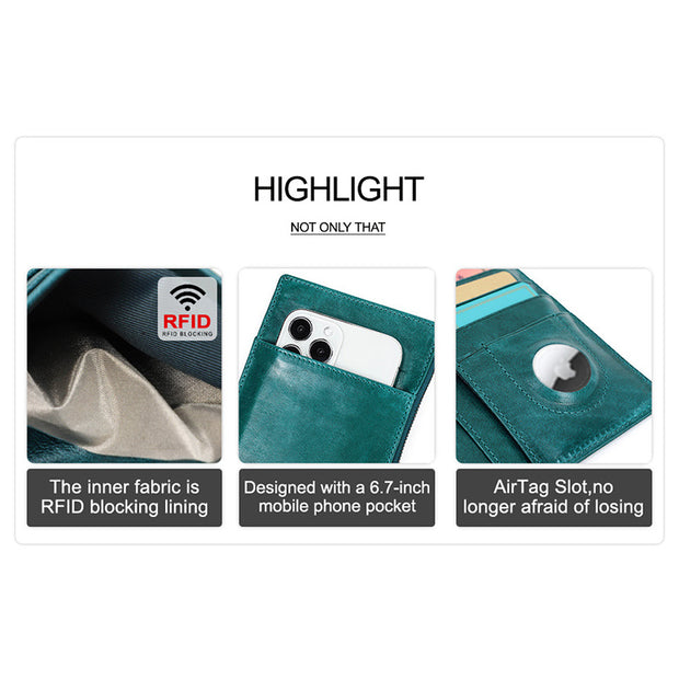 Leather Phone Holder Airtag Wallet