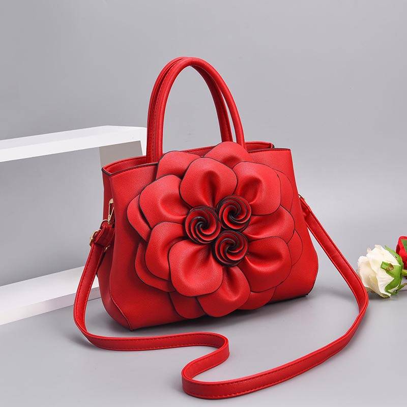 Women's Floral Elegant Shoulder Bag Vegan Leather Handbag Satchel Purses