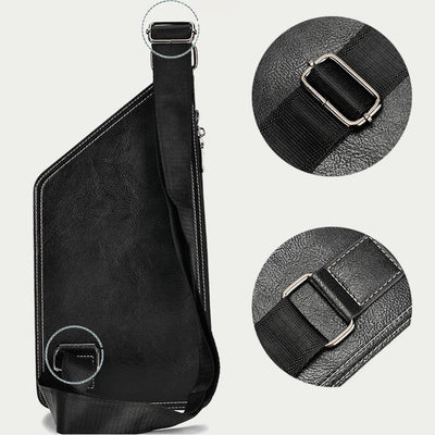 Sling Bag For Men Soft PU Leather Crossbody Chest Bag