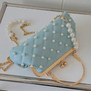 Evening Handbag for Women Clutch Purse Crossbody Bag with Pearl Decorations