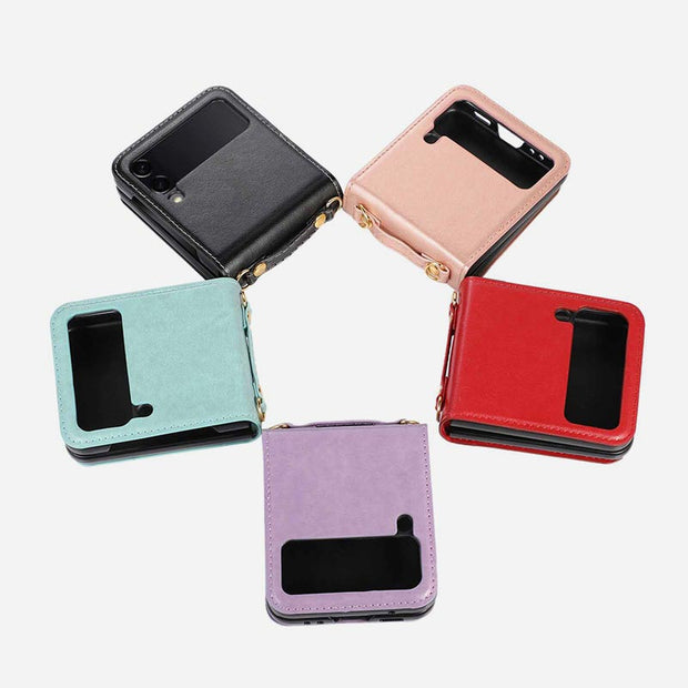 Samsung Galaxy Z Flip 3 Phone Case Solid Color Crossbody Phone Bag with Card Slot