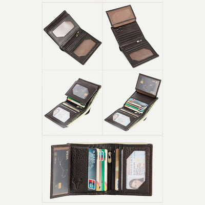 Wallet for Men Mini Cash Holder Genuine Leather Multi-Slot Purse