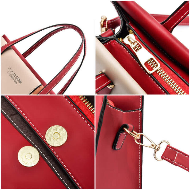 Women Top Handle Bag Fashion Leather Crossbody Colorblock Ladies Handbag Satchel