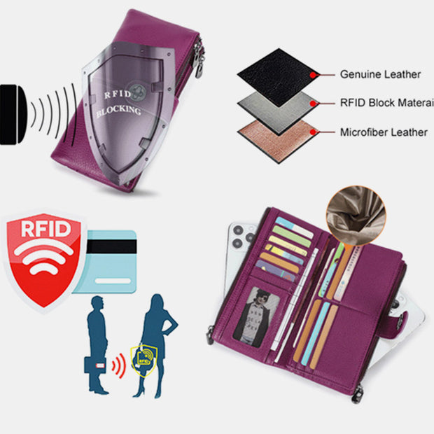 RFID Blocking Genuine Leather Women Wallet Anti-theft Air Tag Holder Card Holder