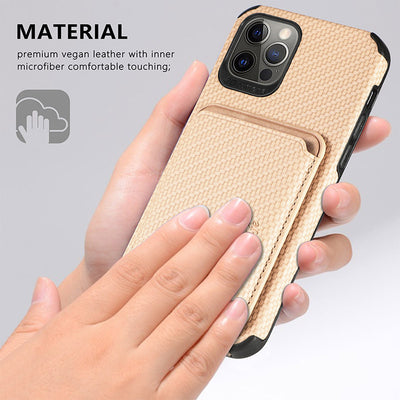 Magnetic Phone Wallet for iPhone Fiber Texture Phone Case with Magnetic Card Holder