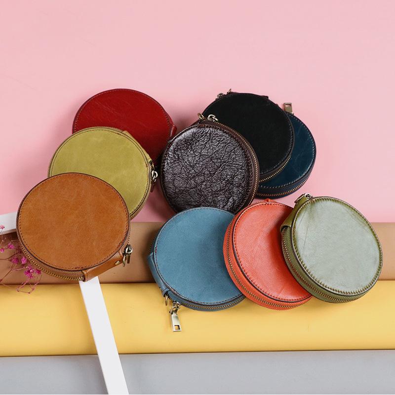 Genuine Leather Cute Retro Round Coin Purse