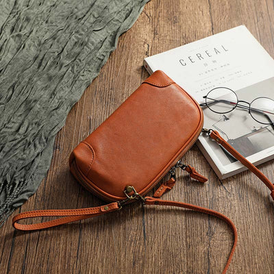 Multi-pocket Purses for Women Retro Leather Mini Crossbody Bag Clutch