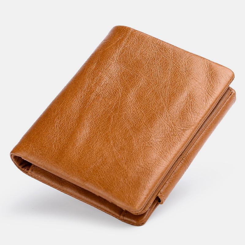 Genuine Leather RFID Trifold Vintage Wallet