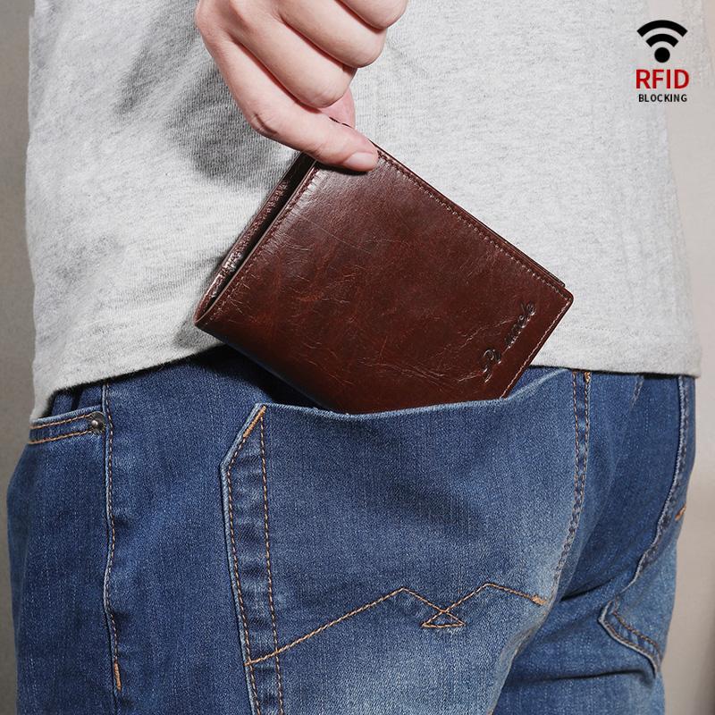 RFID Vertical Genuine Leather Multi-Slot Wallet