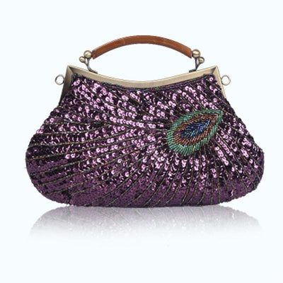 Hand-Made Beaded Clutch Peacock Sequin Bag