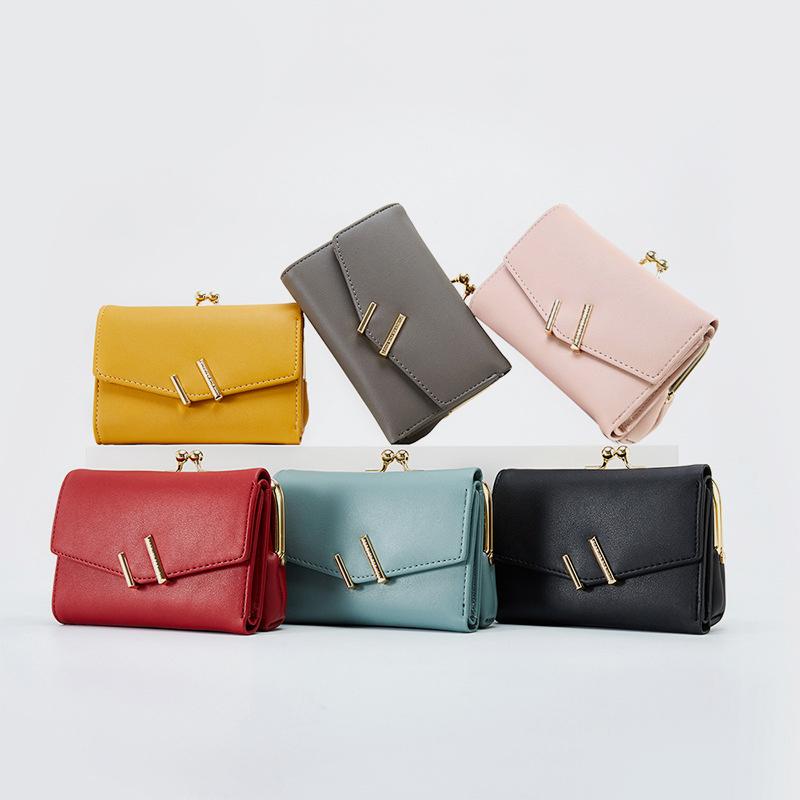 Trifold Casual Mini Kiss-lock Coin Purse