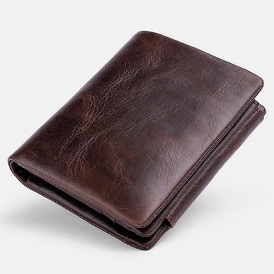 Genuine Leather RFID Trifold Vintage Wallet