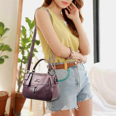 Crossbody Satchel for Women Double Compartment Handbag Purse with Top-Handle