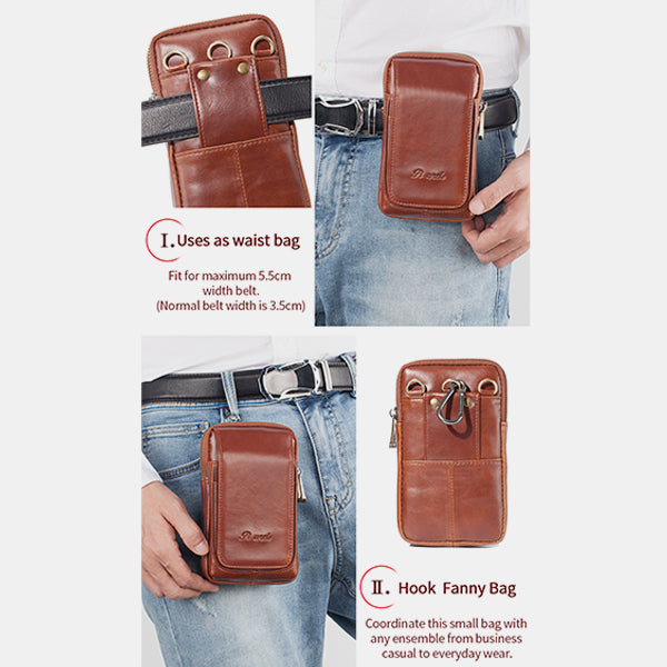 Genuine Leather Multifunctional Belt Loop Pouch Phone Bag Crossbody Bag