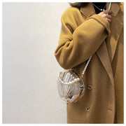 Crossbody Bag For Women Clip Pearl Chain Transparent Bag