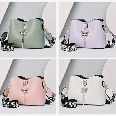 Crossbody Bag For Women Plain Color Butterfly Leather Shoulder Bag