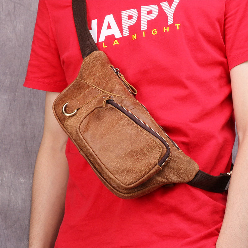 Genuine Leather Waist Bag for Men Bum Bag Waist Pouch