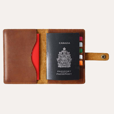 Genuine Leather Passport Holder Cover Wallet with Multi Card Slots