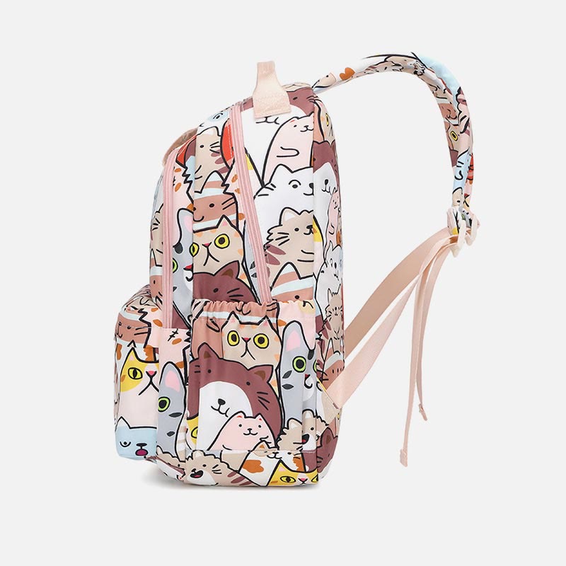 Backpack for Women Funny Cat Cartoon Printing Waterproof School Handbag