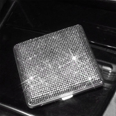 Portable Sparkle Cigarette Box Diamond Encrusted Metal Case For Women