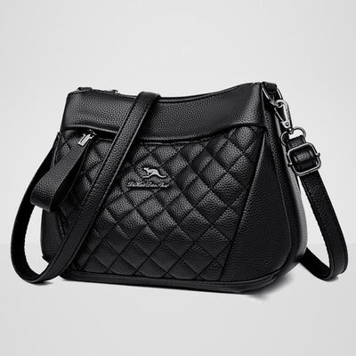 3 Layer Quilted Faux Leather Crossbody Bag Purse For Women