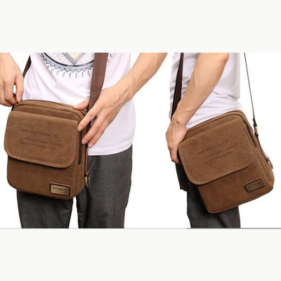 Men's Thicken Canvas Bag Durable Wide Strap Crossbody Shoulder Bag