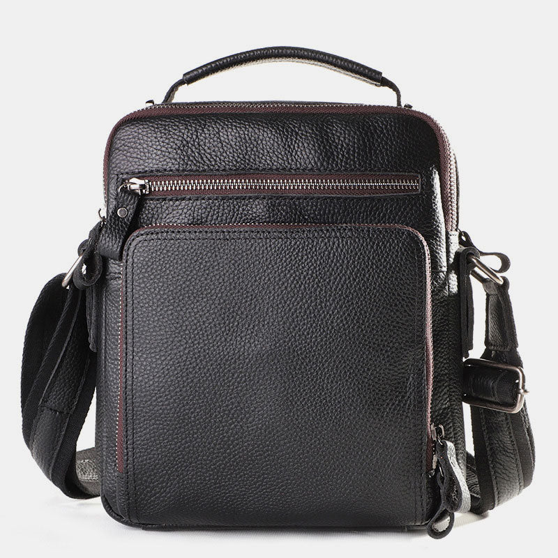 Small Messenger Bag for Men Multi-Pocket Genuine Leather Cross Body Bag