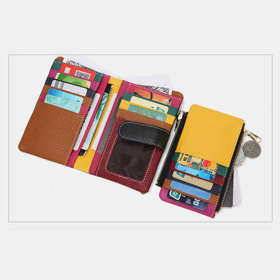 Multi-Slot Real Leather Wallet for Women RFID Blocking Bifold Compact Wallet