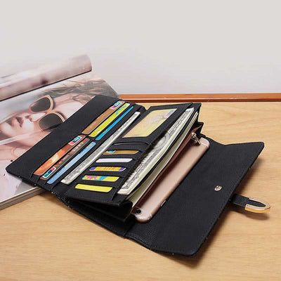 Multi-slot Fashion Women's Leather Wallet Trifold Long Wallet Card Holder