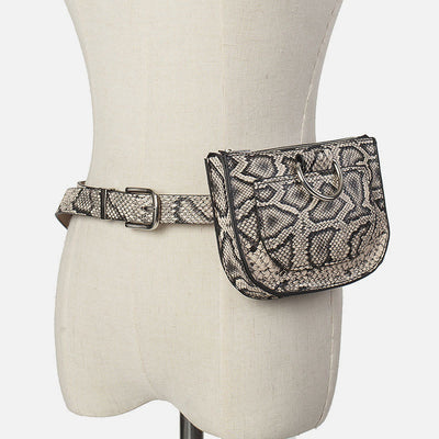 Mini Waist Bag For Women Snakeskin Grain Leather Belt Bag