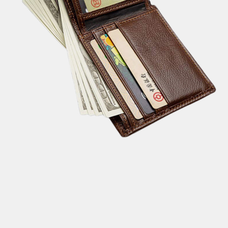 Mens Retro Bifold Short Roomy Leather Wallet Multi Style Optionals