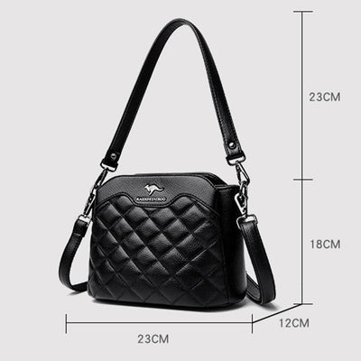 Quilted Crossbody Bag For Women Triple Compartment Shoulder Purse