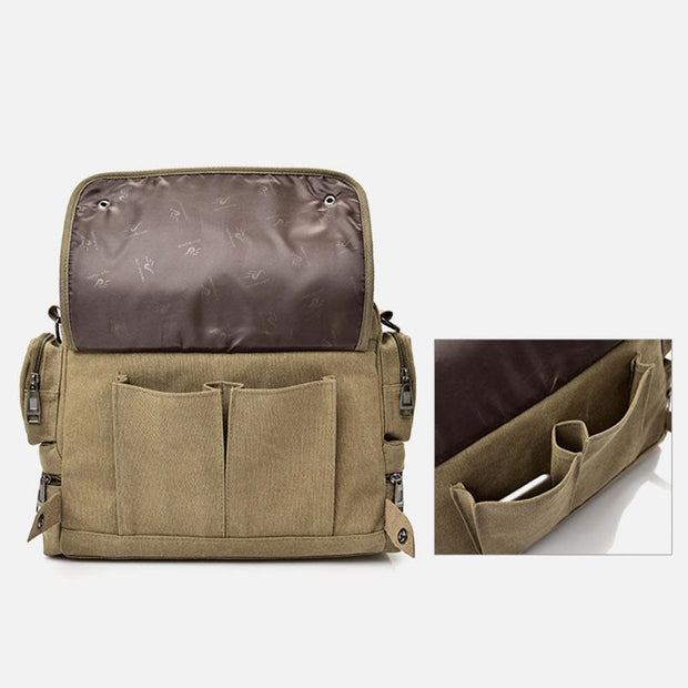 Messenger Bag for Men Casual Canvas Multi-Pocket crossbody bag