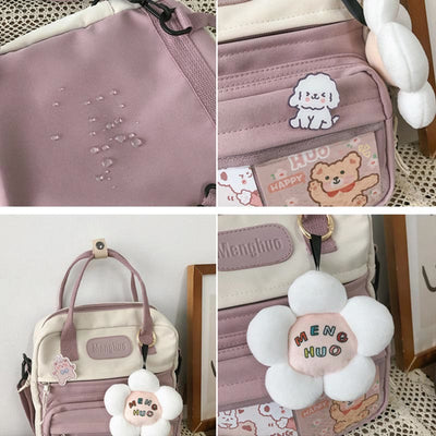 Backpack for Women Cute Cartoon Printing Mixcolor Student Travel Daypack