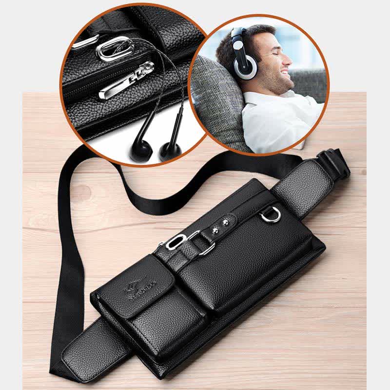 Waist Bag for Men Leather Sling Bag for Hiking Running Travel