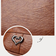 Heart Decor Crossbody Bag Retro Faux Leather Women Shoulder Purse