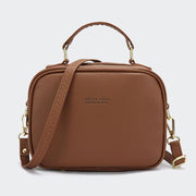 Top-Handle Bag for Women Simple Plain Color PU Leather Crossbody Bag