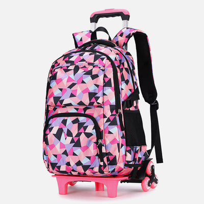 Rolling Wheels School Bag For Boys Girls Colorful Printing Backpack