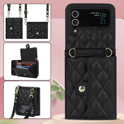 Phone Case For Daily Use Folded Diamond Pattern Crossbody Case