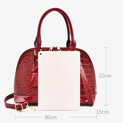 Crocodile Grain Crossbody Bag Stylish Shell Shape Top Handbag